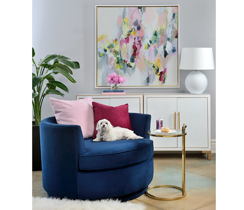 Cosmopolitan 46" Round Swivel Chair - Azure Fabric - Custom