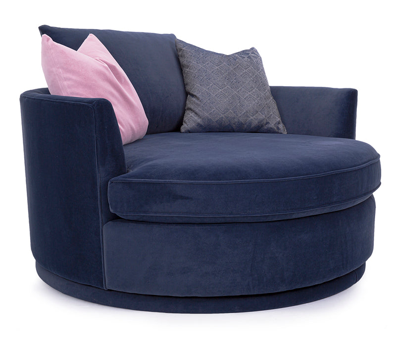 Cosmopolitan 59" Round Swivel Chair - Azure Fabric - Custom
