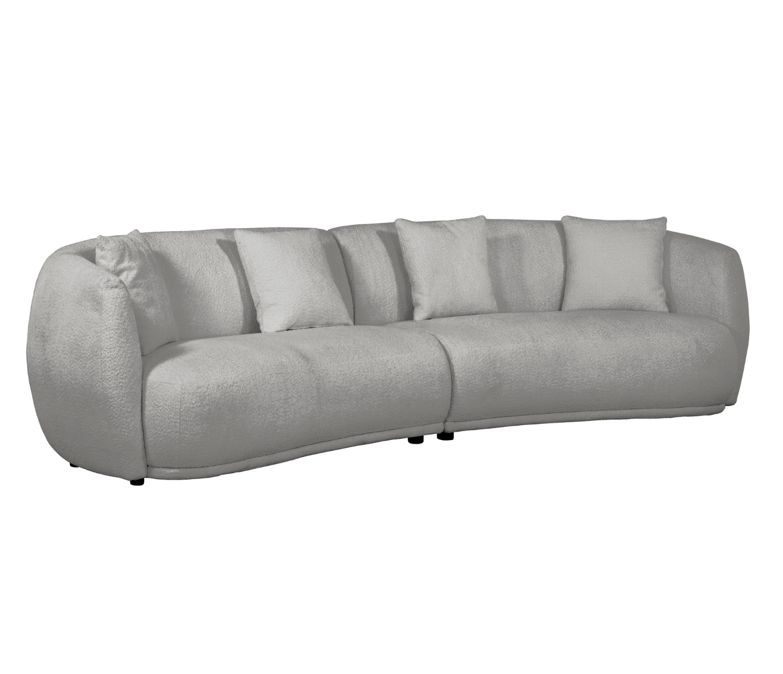 Alba Curve 4 Seater Sofa - Pewter Boucle Fabric