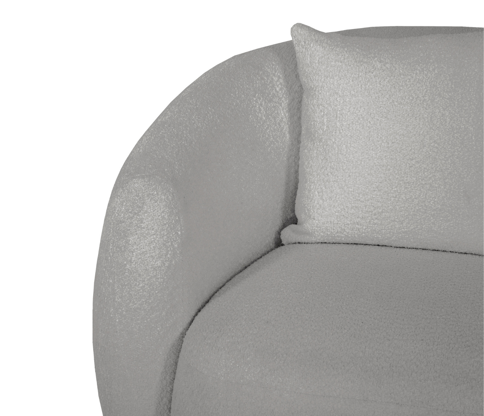 Alba Curve 4 Seater Sofa - Pewter Boucle Fabric