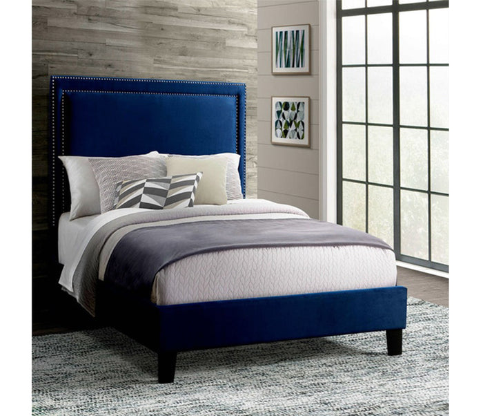 Ericson Upholstered Bed - Navy Blue