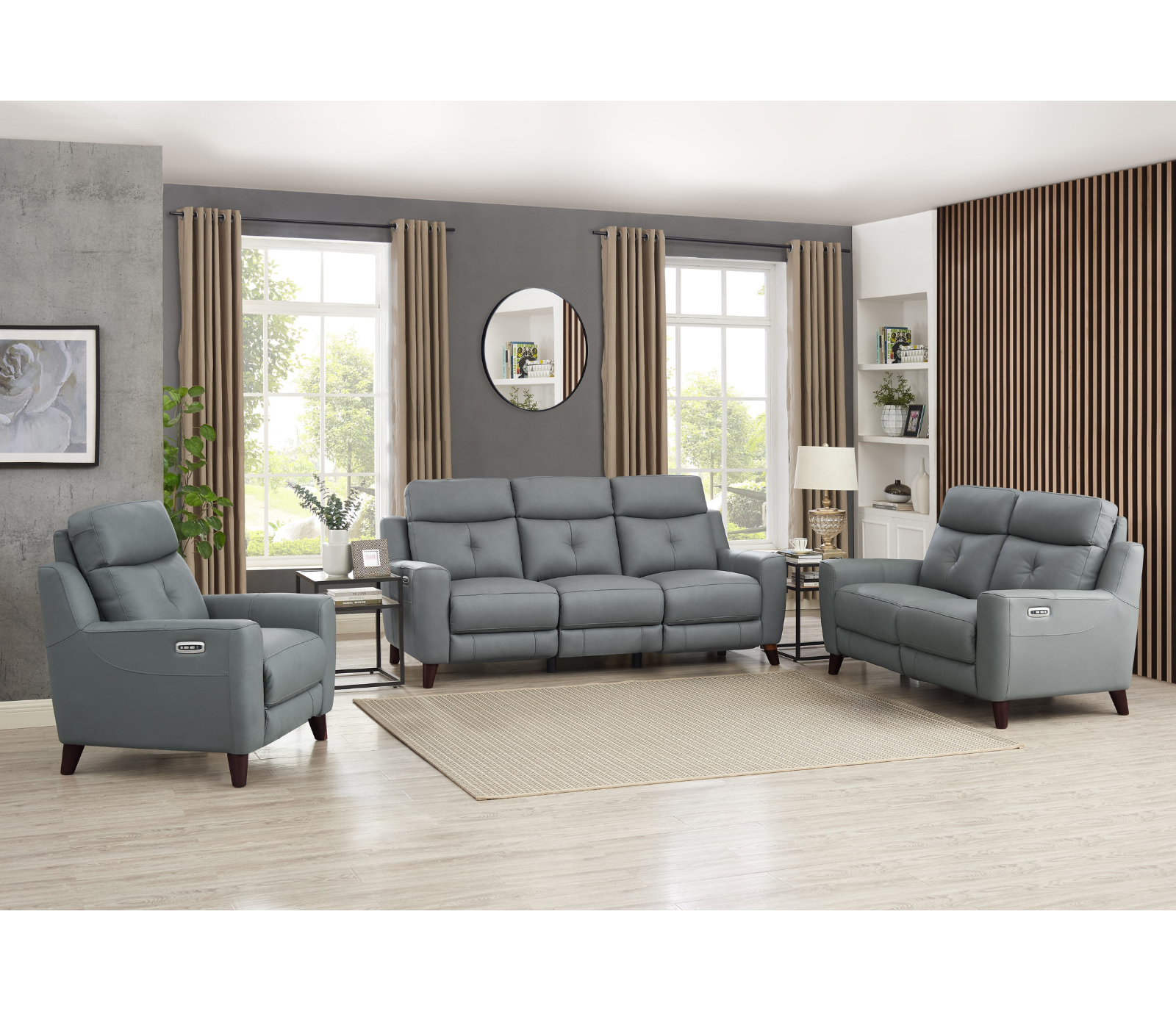 Ritchie Loveseat - Power Reclining w/ Power Headrests - Slate Leather