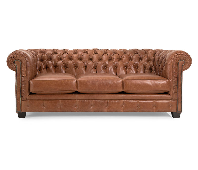 Gotham Sofa - Whiskey Brown Leather - Custom
