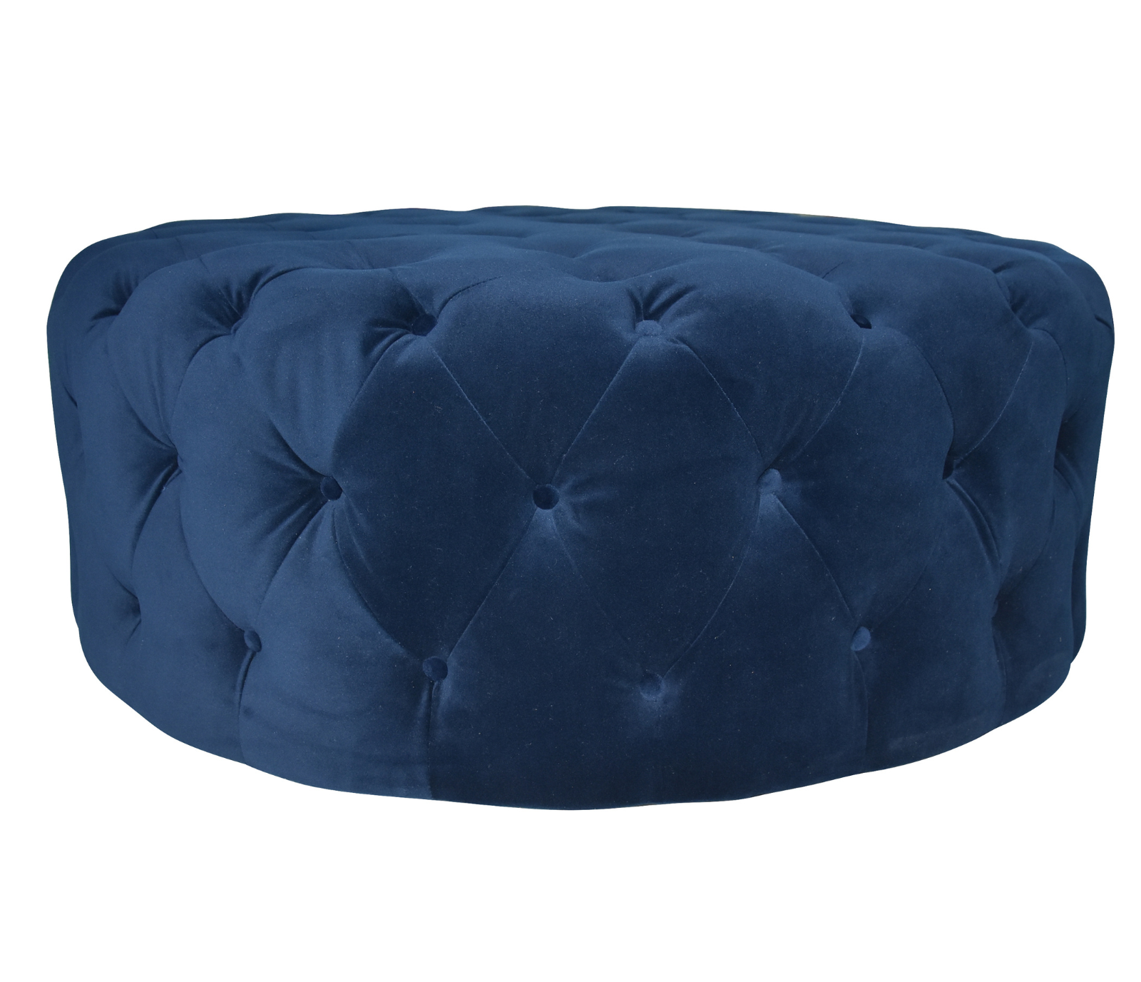 Grace Round Ottoman - Blue Fabric