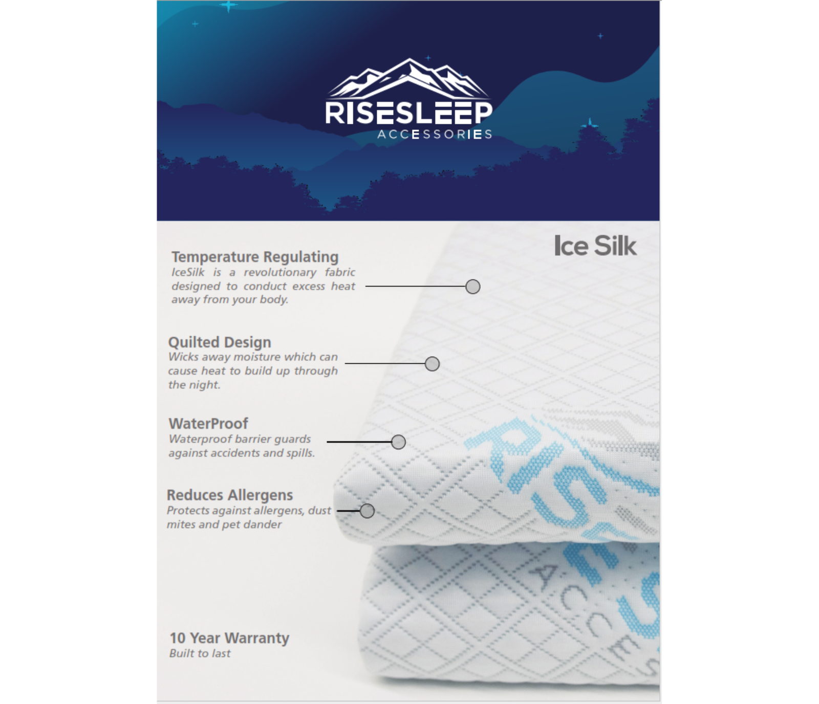 Rise Sleep Mattress Protector - Ice Silk