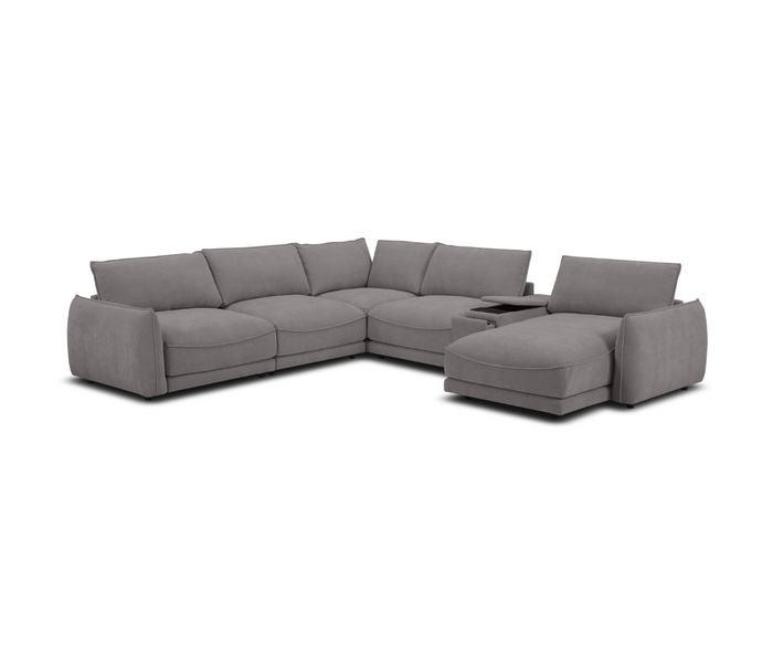 Stark 6 Piece Sectional - Pewter Fabric