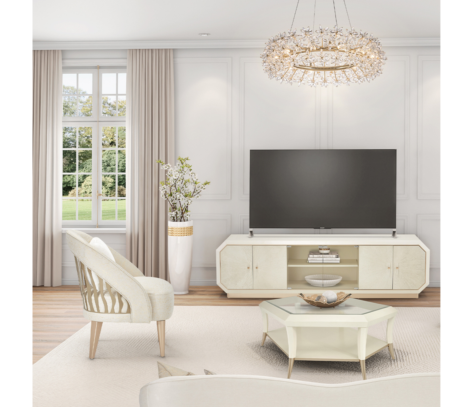 La Rachelle Flame Chair - Champagne Fabric