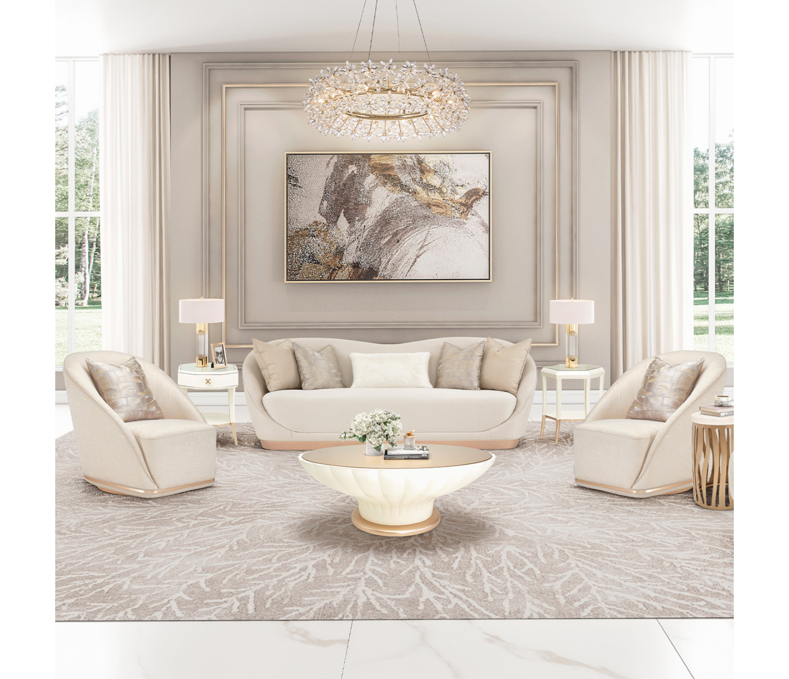 La Rachelle Sofa - Champagne Fabric