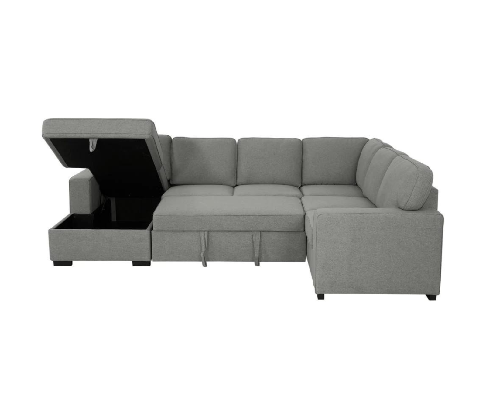 Myra 4 Piece Sectional w/ Pull-Out Sleeper - Dark Grey Fabric