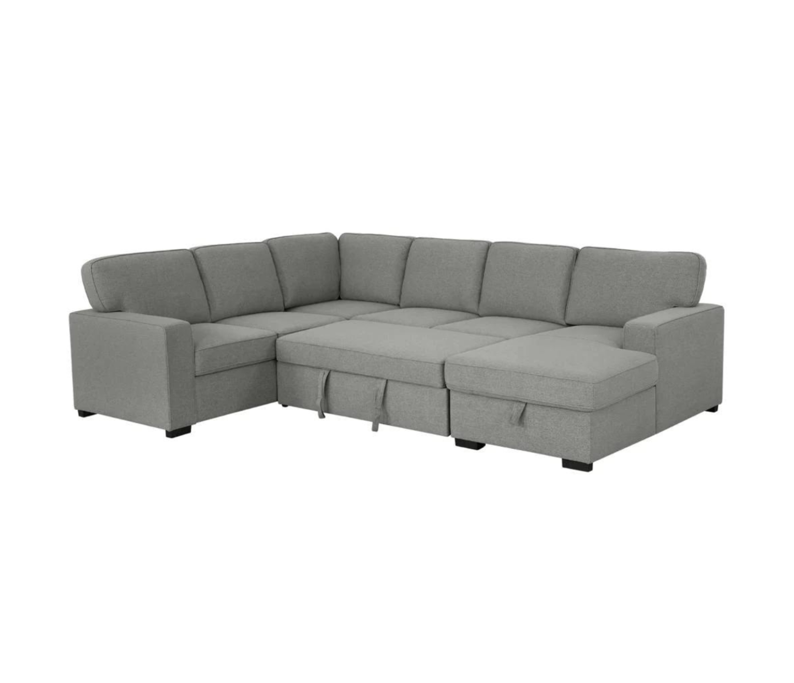 Myra 4 Piece Sectional w/ Pull-Out Sleeper - Dark Grey Fabric