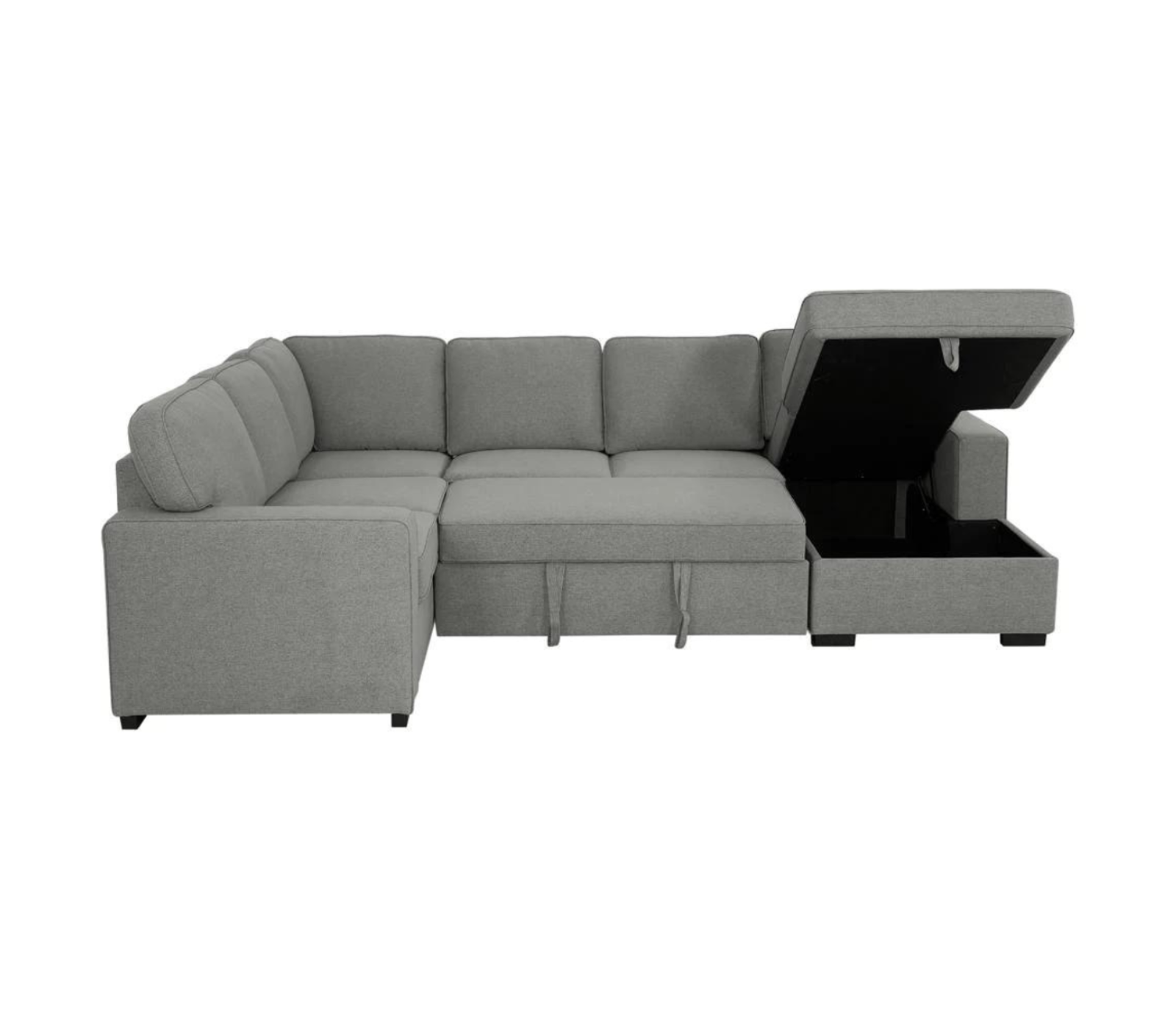 Myra 4 Piece Sectional w/ Pull-Out Sleeper - Dark Grey Fabric