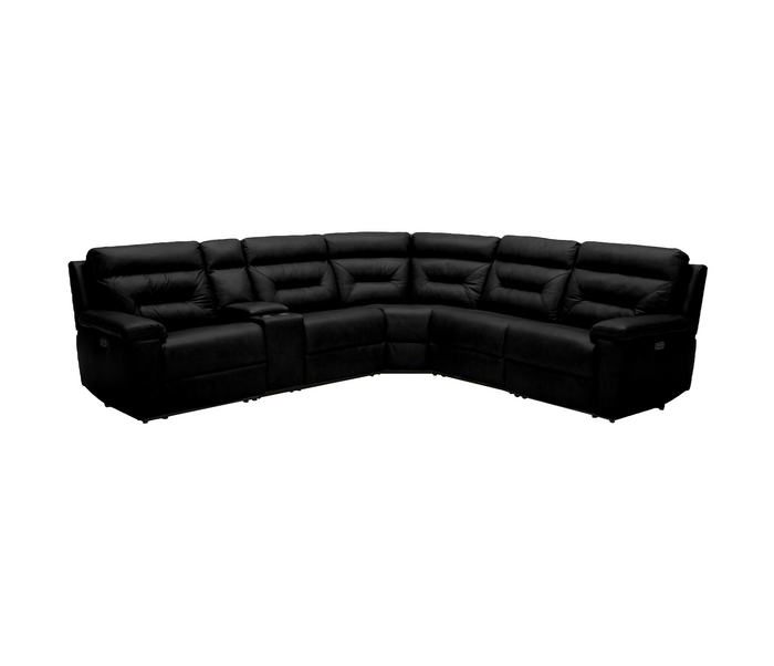 Nixon 6 Piece Power Reclining Sectional - Black Leather
