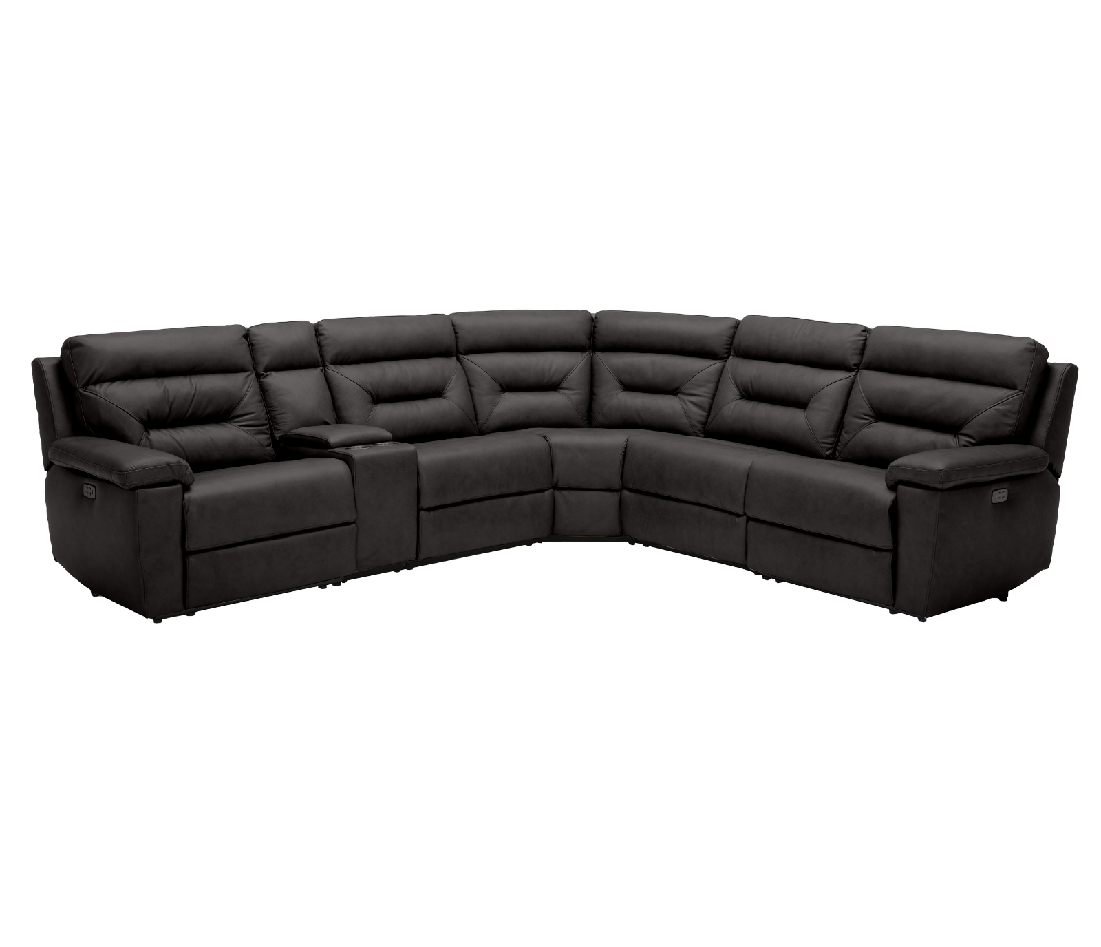 Nixon 6 Piece Power Reclining Sectional - Charcoal Grey Leather
