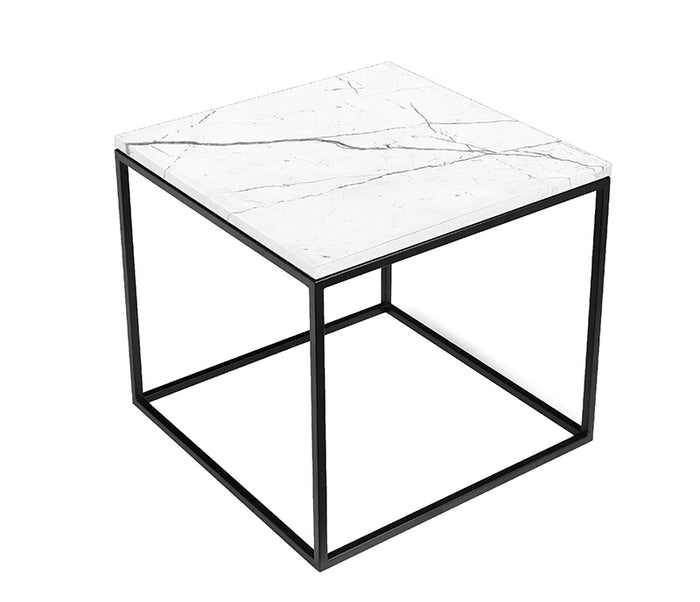 Onix End Table - Square - White/Black