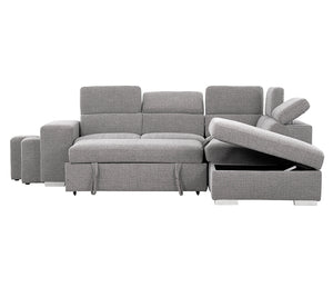Kenna 3 Piece Sectional w/ Sleeper - Light Grey