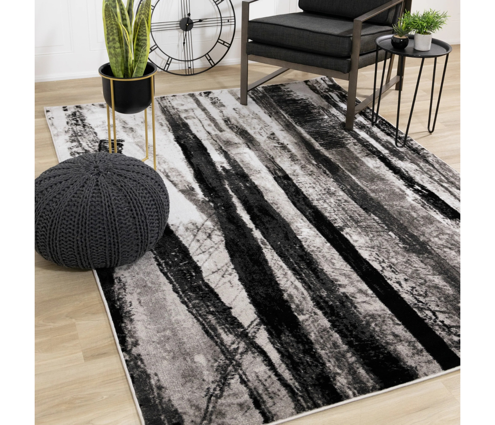 Platinum - Area Rug - Grey/White/Black