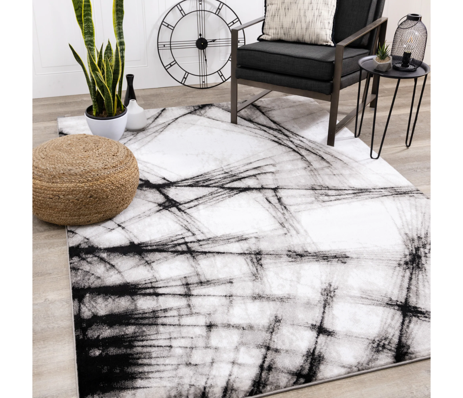 Platinum - Area Rug - White/Black