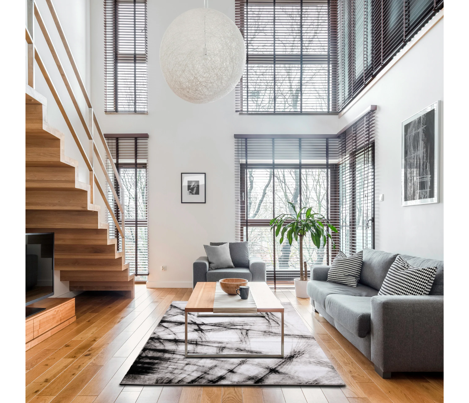 Platinum - Area Rug - White/Black