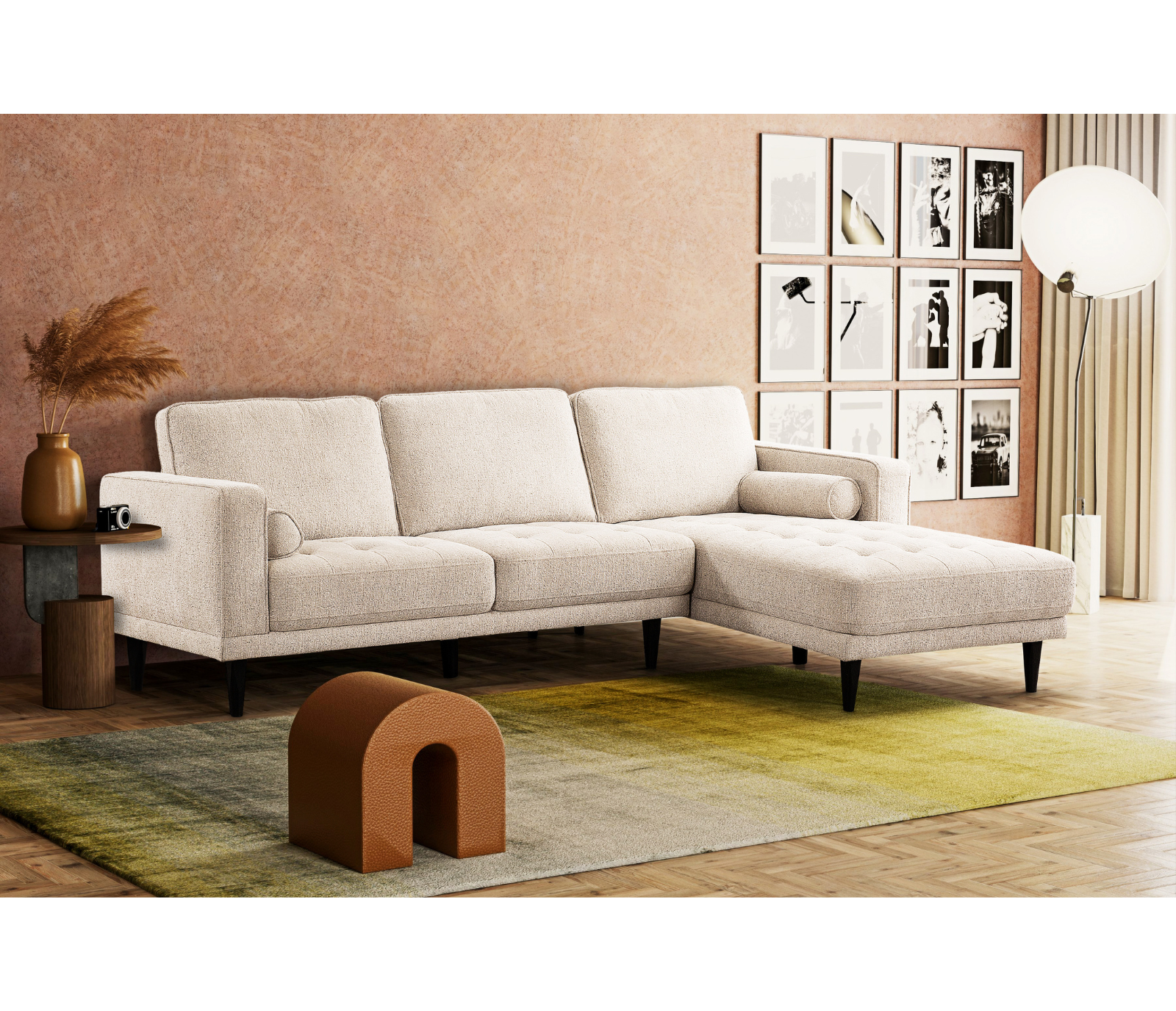 Reign 2 Piece Sectional - Oat Beige Fabric