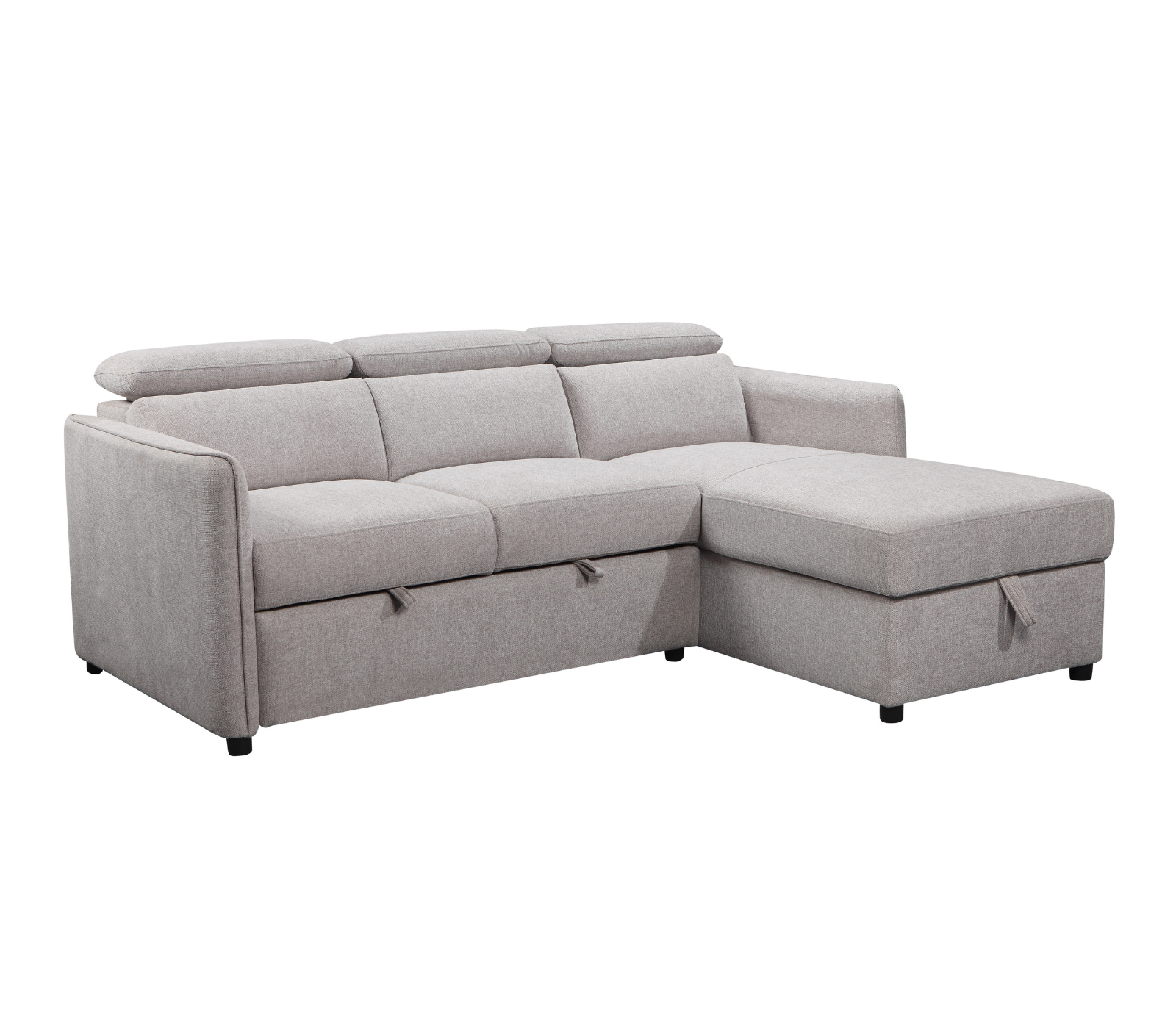 Nico 2 Piece Sectional w/ Pull-Out Sleeper - Light Grey Fabric