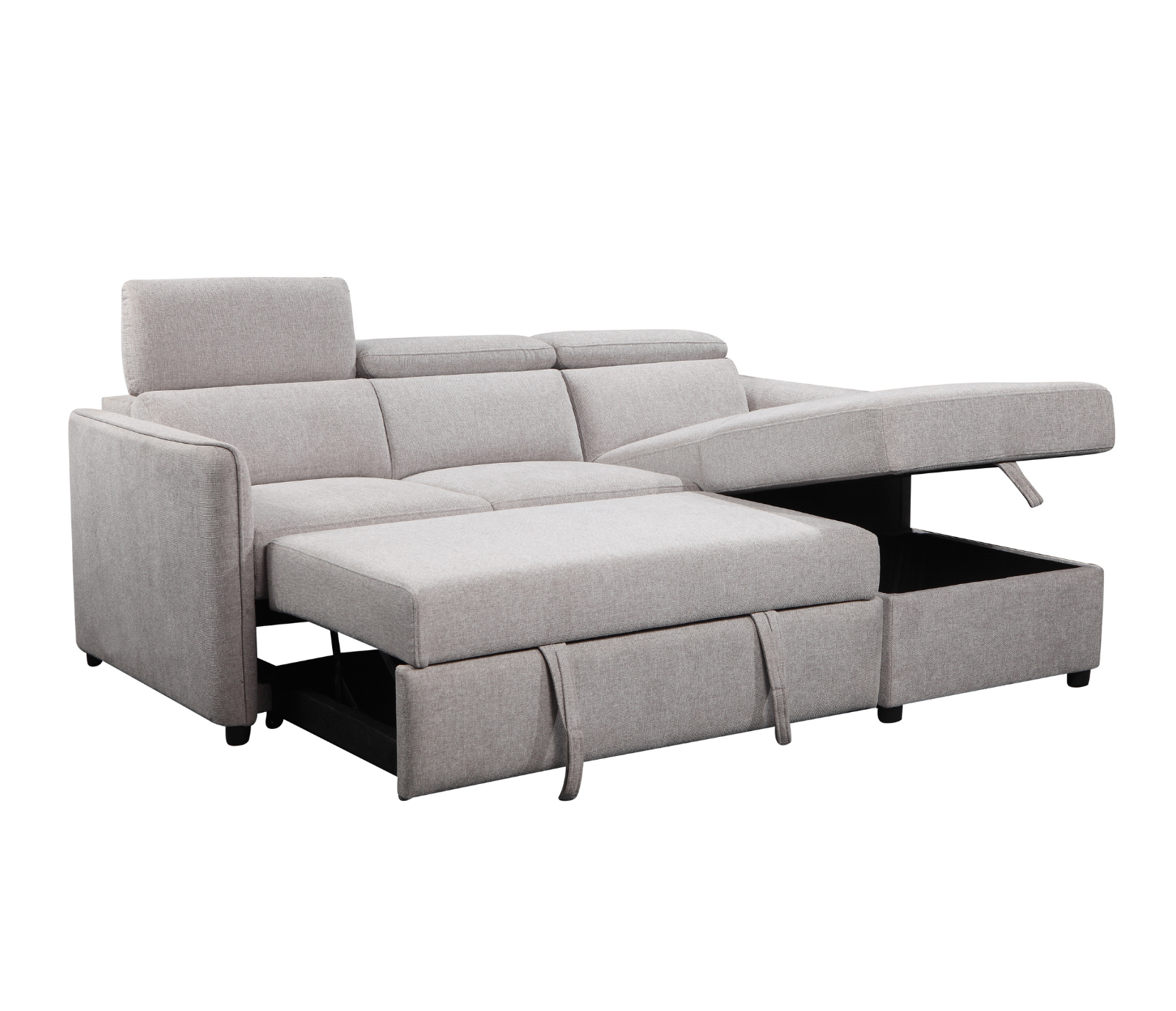 Nico 2 Piece Sectional w/ Pull-Out Sleeper - Light Grey Fabric