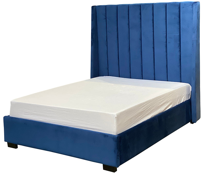 Row Upholstered Bed - Midnight Blue