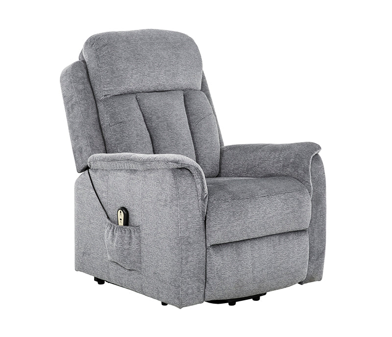 Stetson Power Lift Recliner - Chenille Grey Fabric