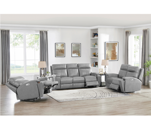 Denali Sofa - Power Reclining w/ Power Headrests - Silver Grey
