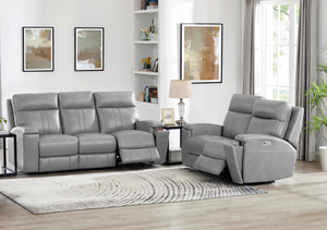 Denali Sofa - Power Reclining w/ Power Headrests - Silver Grey
