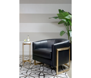 Tuxedo Accent Chair - Black Leather