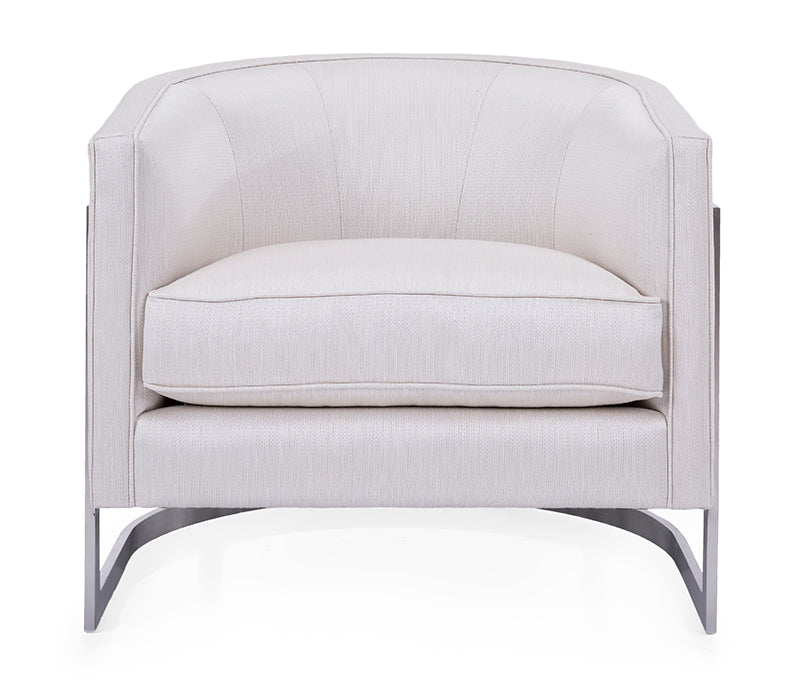 Tuxedo Accent Chair - Ivory Fabric - Custom