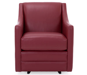 Valencia Accent Swivel Chair - Red Leather