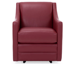 Valencia Accent Swivel Chair - Red Leather