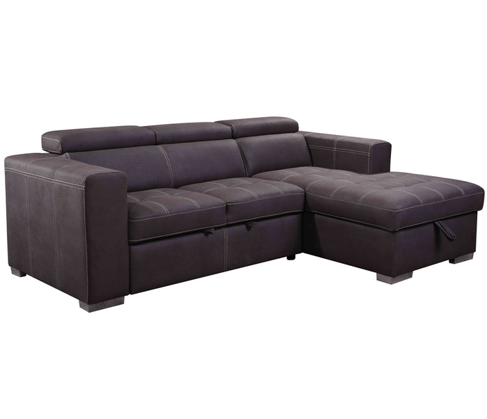 Anders 2 Piece Sectional w/ Sleeper - Charcoal Fabric
