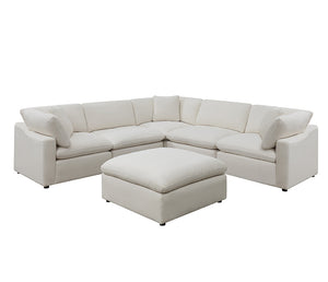 Cloud 9 - 5 Piece Sectional - Ivory Fabric