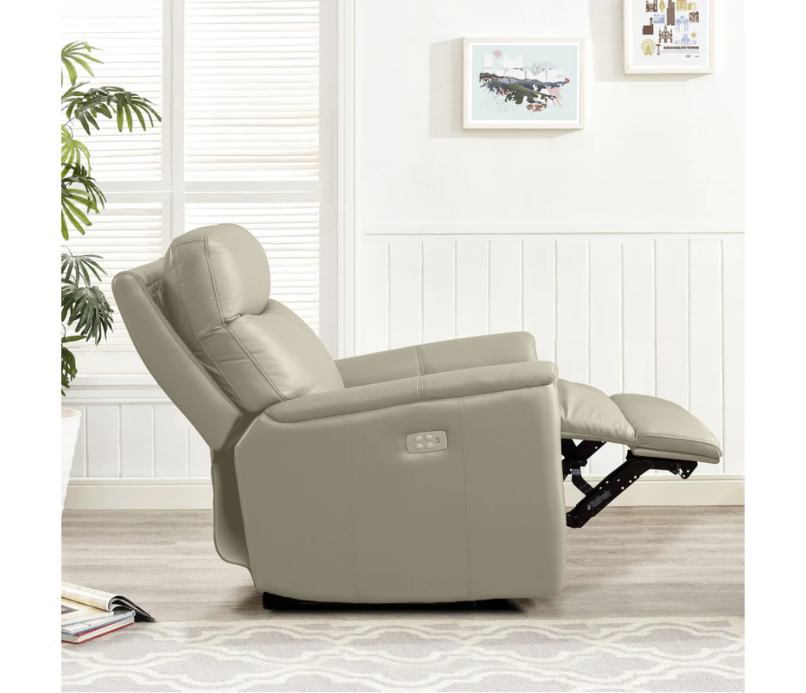 Carson Chair - Power Reclining w/ Power Headrest - Vanilla Leather