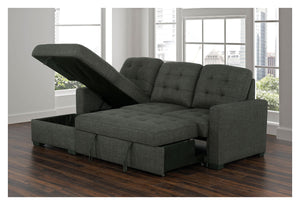 Della 2 Piece Sectional w/ Sleeper - Charcoal