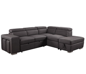 Kenna 3 Piece Sectional w/ Sleeper - Charcoal