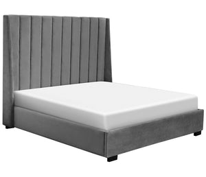 Row Upholstered Bed - Platinum Grey