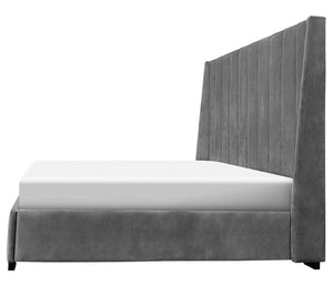 Row Upholstered Bed - Platinum Grey
