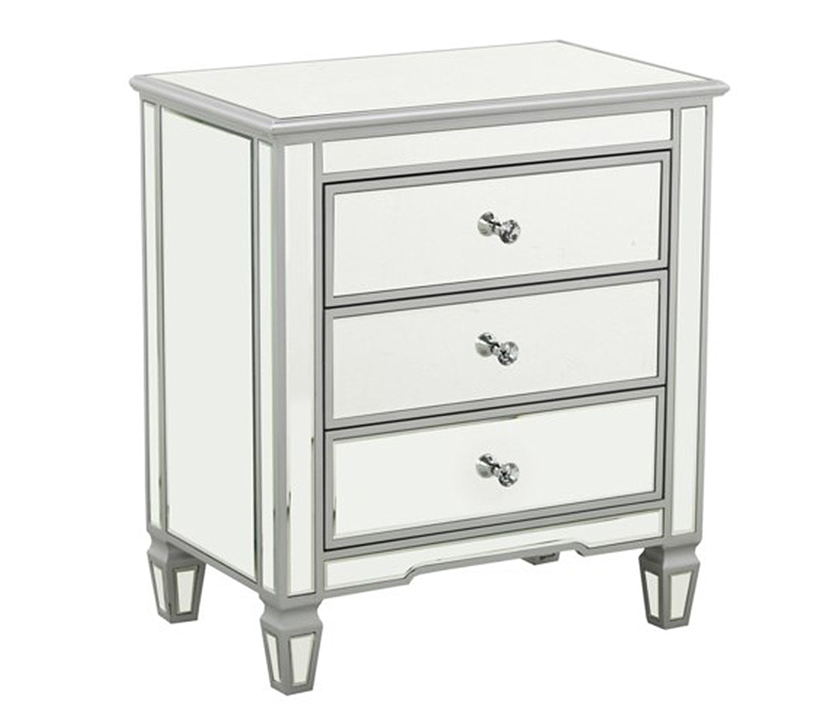 Zoey Mirrored Nightstand - Dove